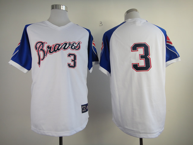 Men Atlanta Braves #3 Murphy White Throwback 1974 MLB Jerseys